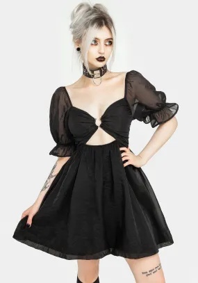Evening-Wear button detail Tiffany Organza Puff Mini Dress