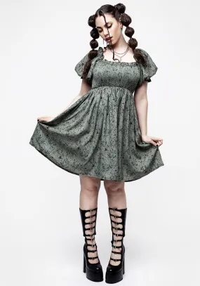 loose silhouette Hot Now Cassie Green Floral Mini Babydoll Dress
