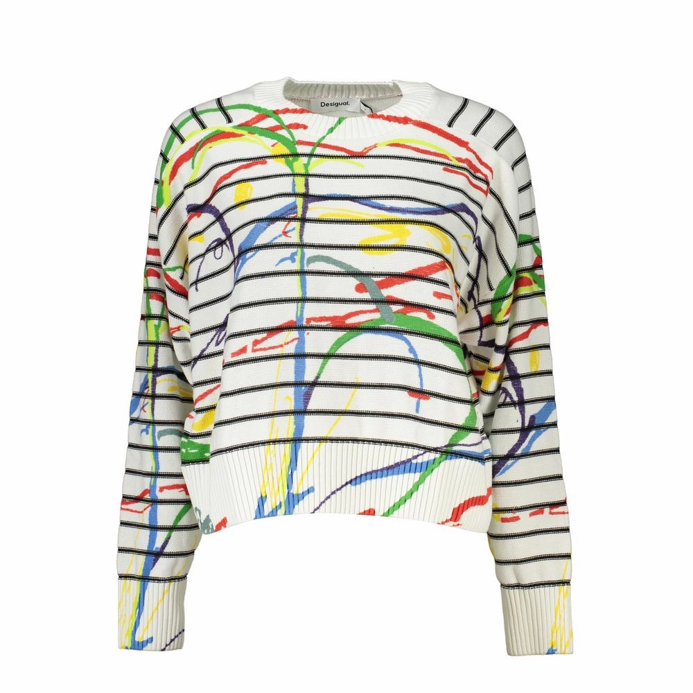 Desigual Chic Contrast Detail Crew Neck Women's Sweater V neck