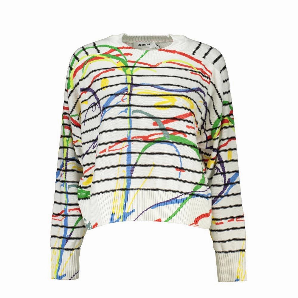 Knit Comfort Wear Desigual Chic Contrast Detail Crew Neck Women's Sweater