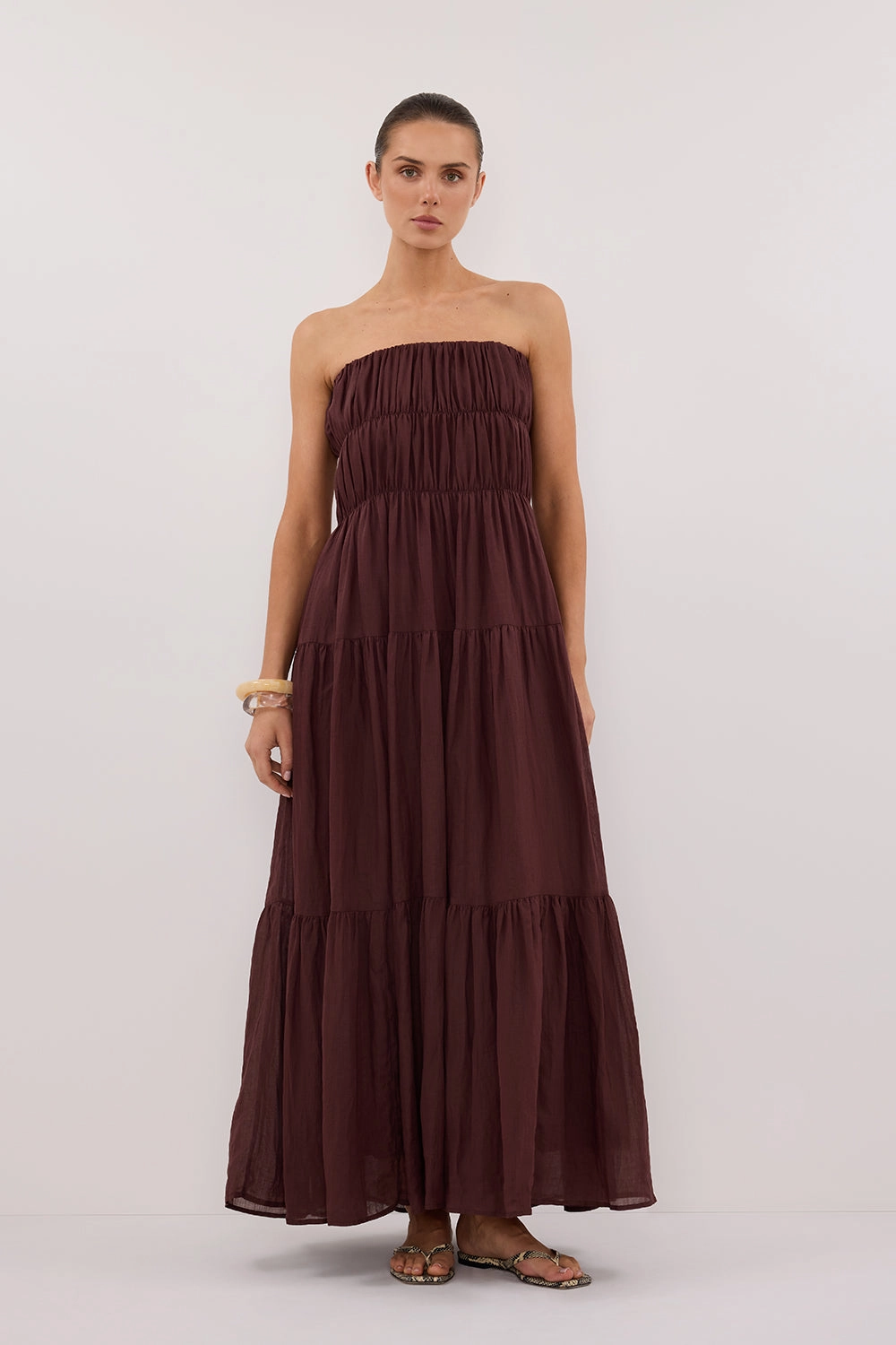Versatile-Style Fashionable appearance ARTIE WALNUT RAMIE MIDI DRESS