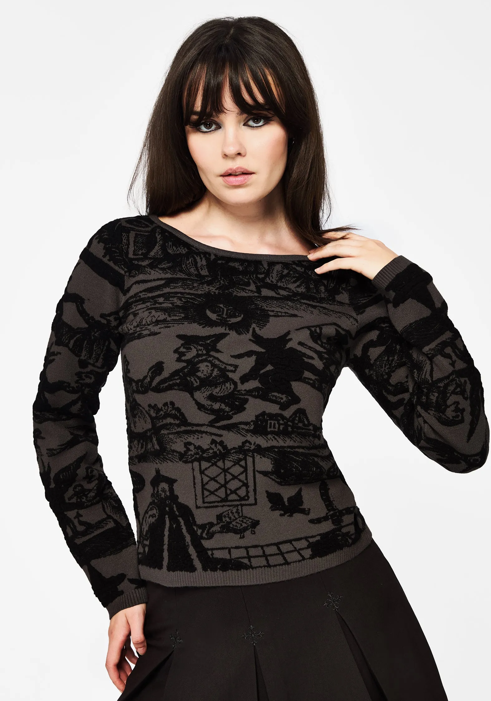 Diabolical Raised Jacquard Knit Jumper Morning routine shopping