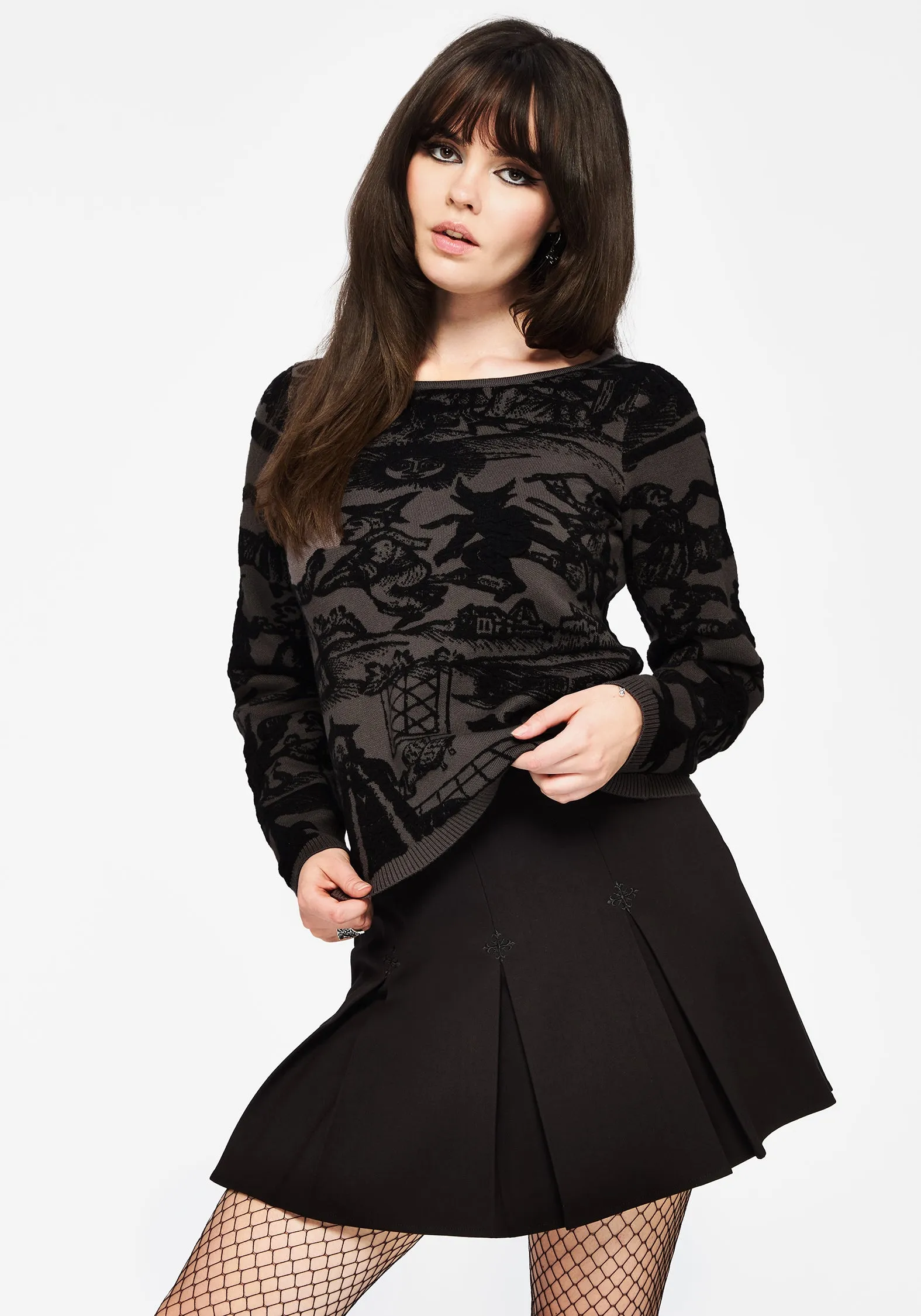 Diabolical Raised Jacquard Knit Jumper Vegan quick - drying