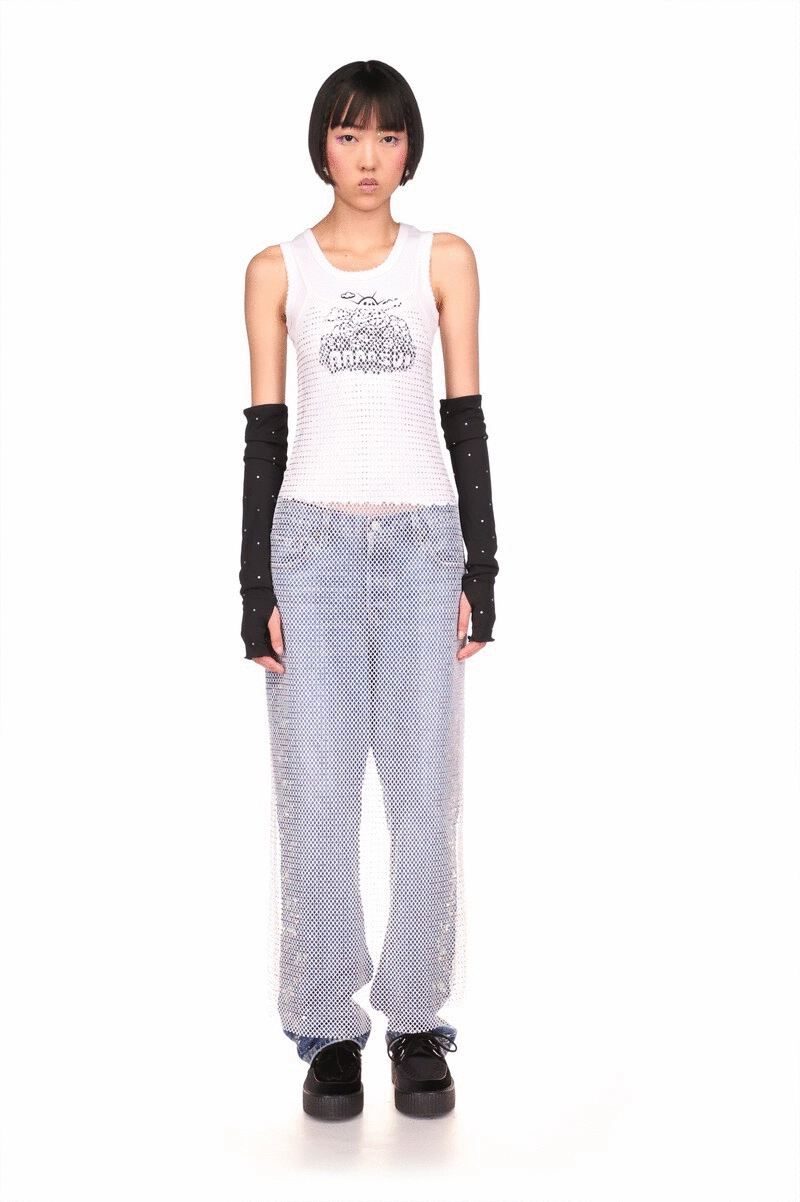 Diamond Netting Slip Dress TaglessDesign