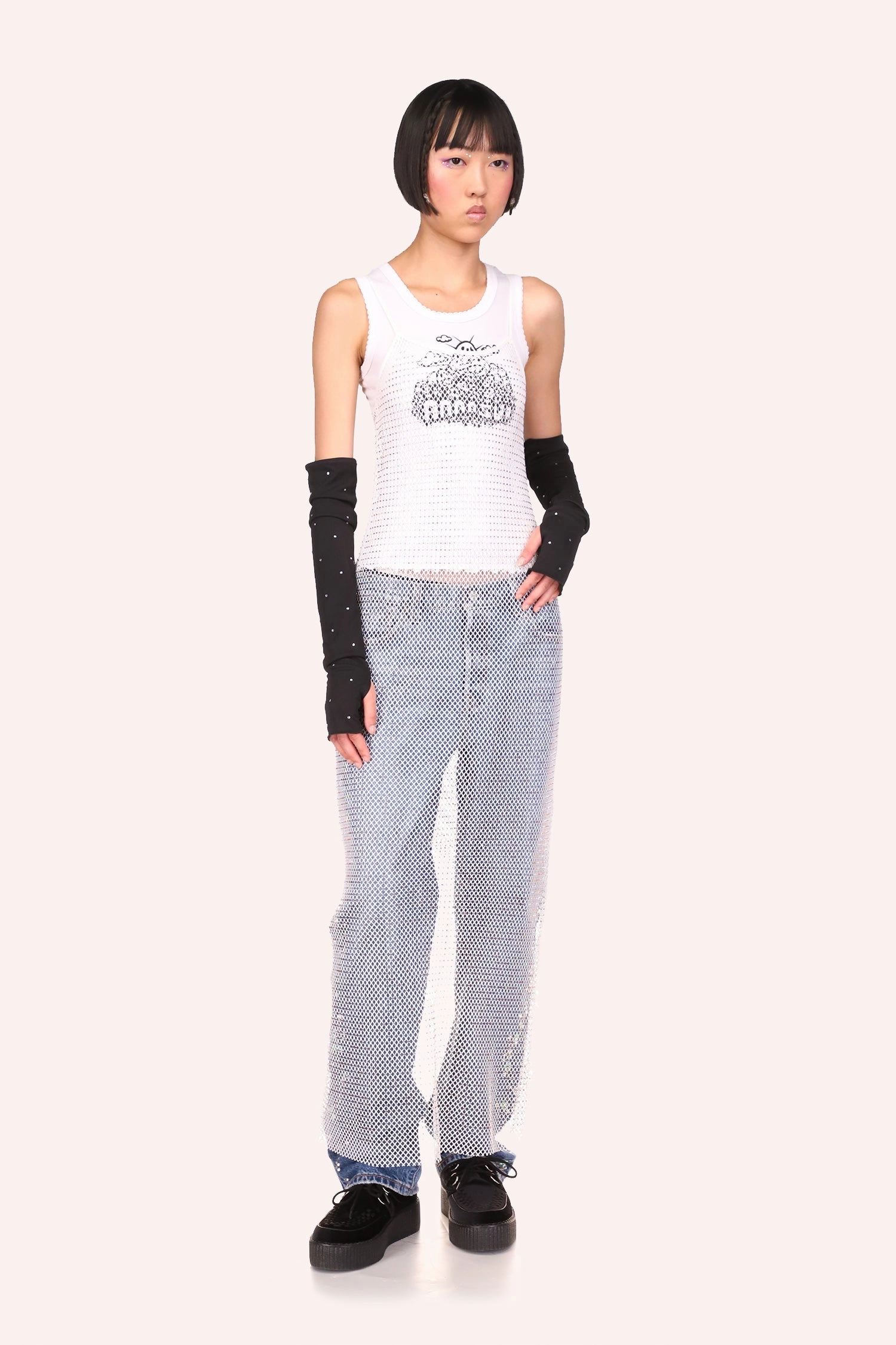 Lightweight-Lining Fashionable Comfort Wear Diamond Netting Slip Dress