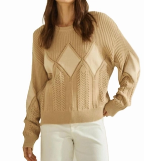 Diamond Pullover Sweater In Taupe Snuggly Pieces Fashion Ready