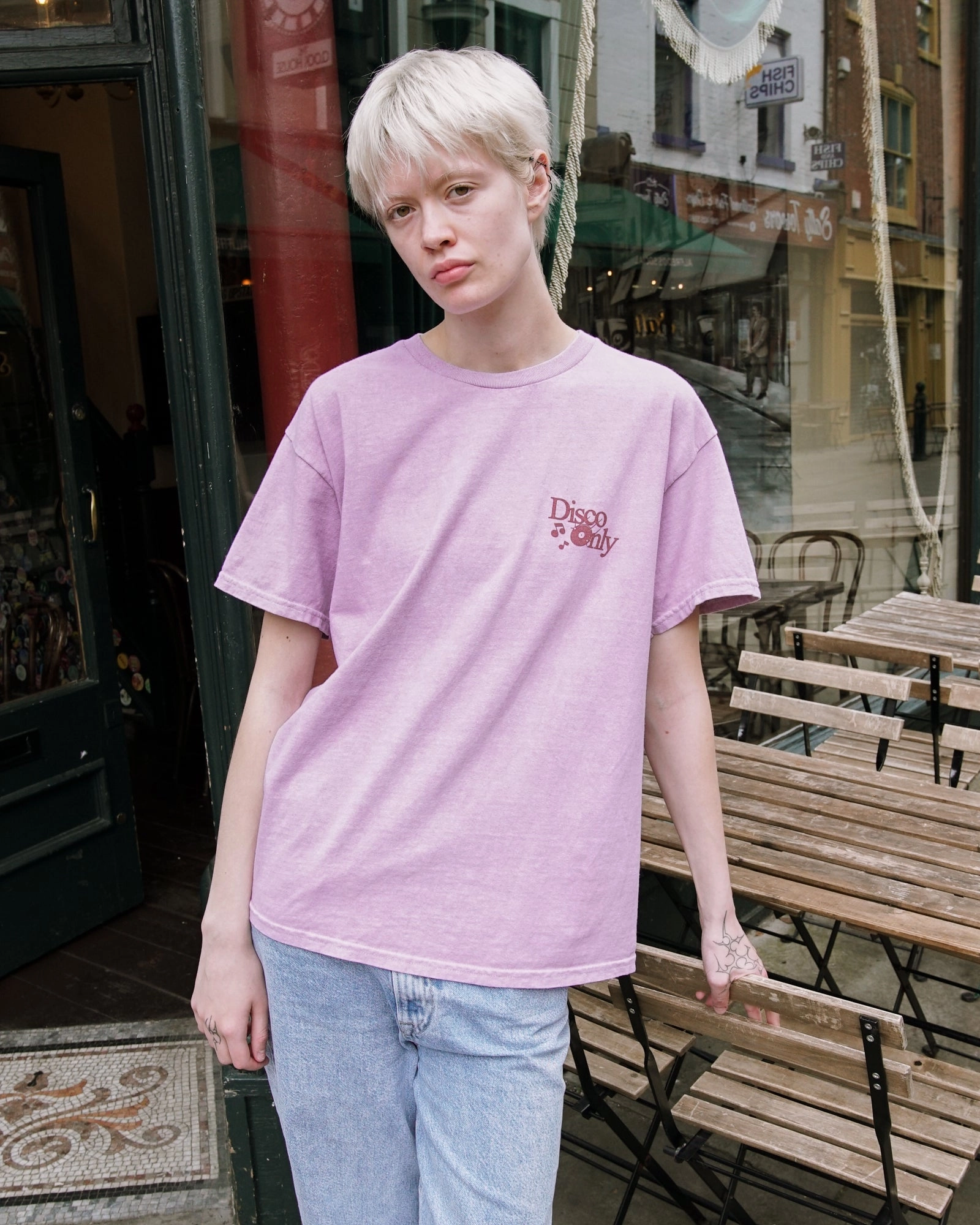 DISCO ONLY 'Business As Usual' Vintage Washed Tee - Pink Light and Soft Chic Wearable