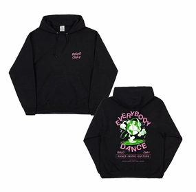 DISCO ONLY 'Everybody Dance' Hoodie - Black Rabbit like Taped Shoulder Seams