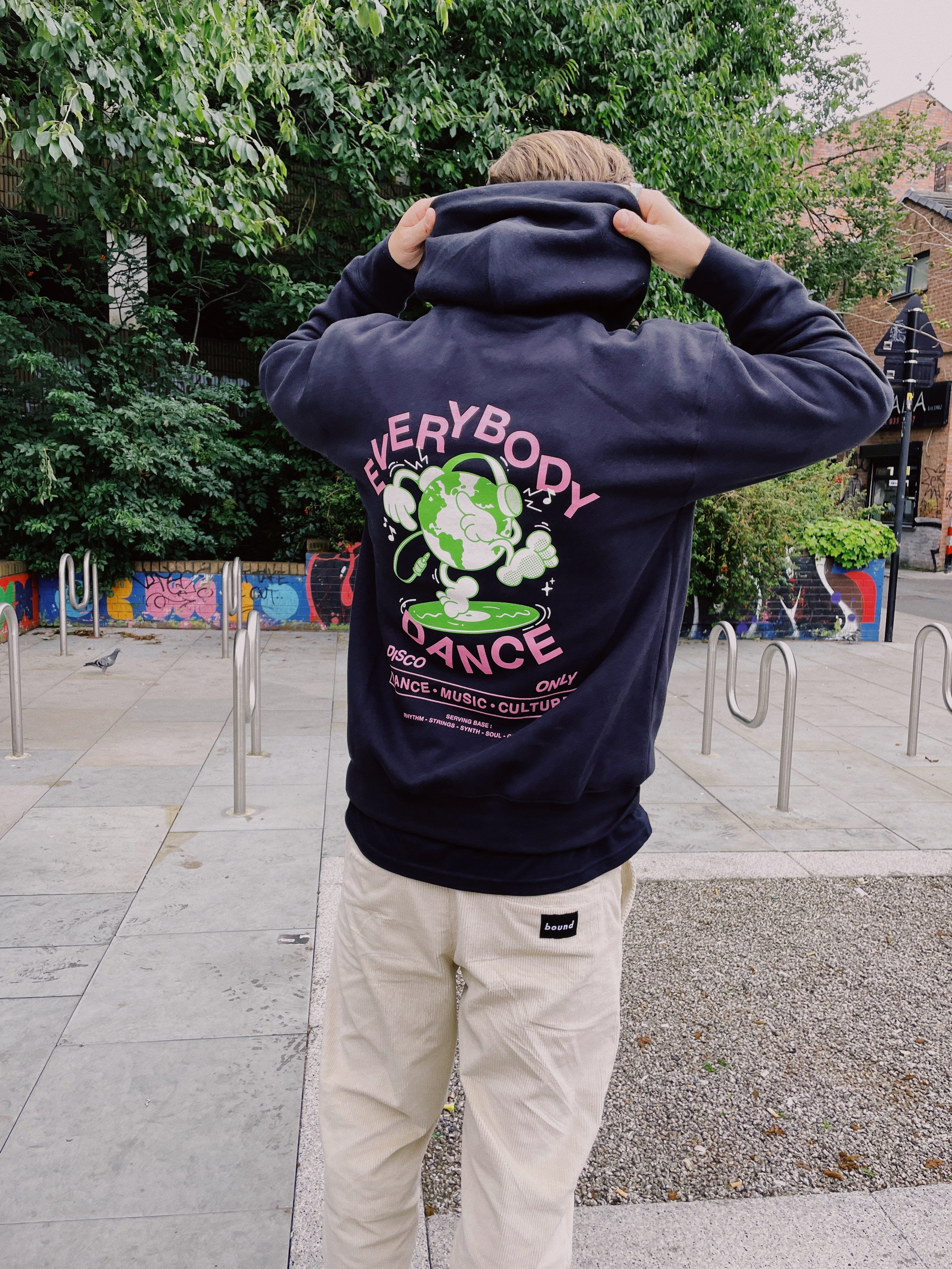 flight travel Durable Stitching DISCO ONLY 'Everybody Dance' Hoodie - Black