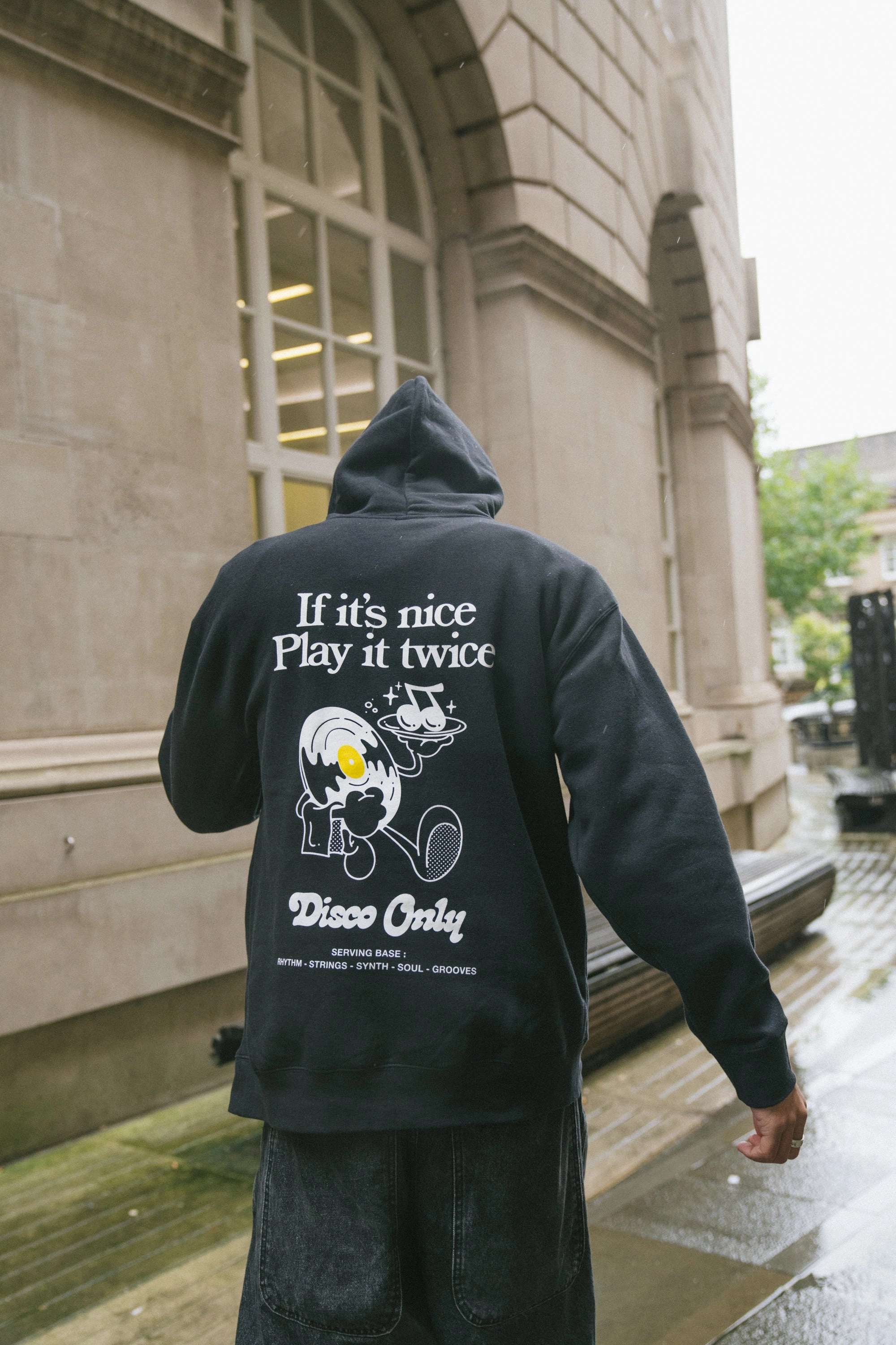 DISCO ONLY 'Play It Twice V2' Hoodie - Black Sleepwear