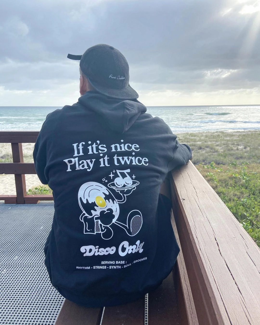 DISCO ONLY 'Play It Twice V2' Hoodie - Black Brushed Fleece