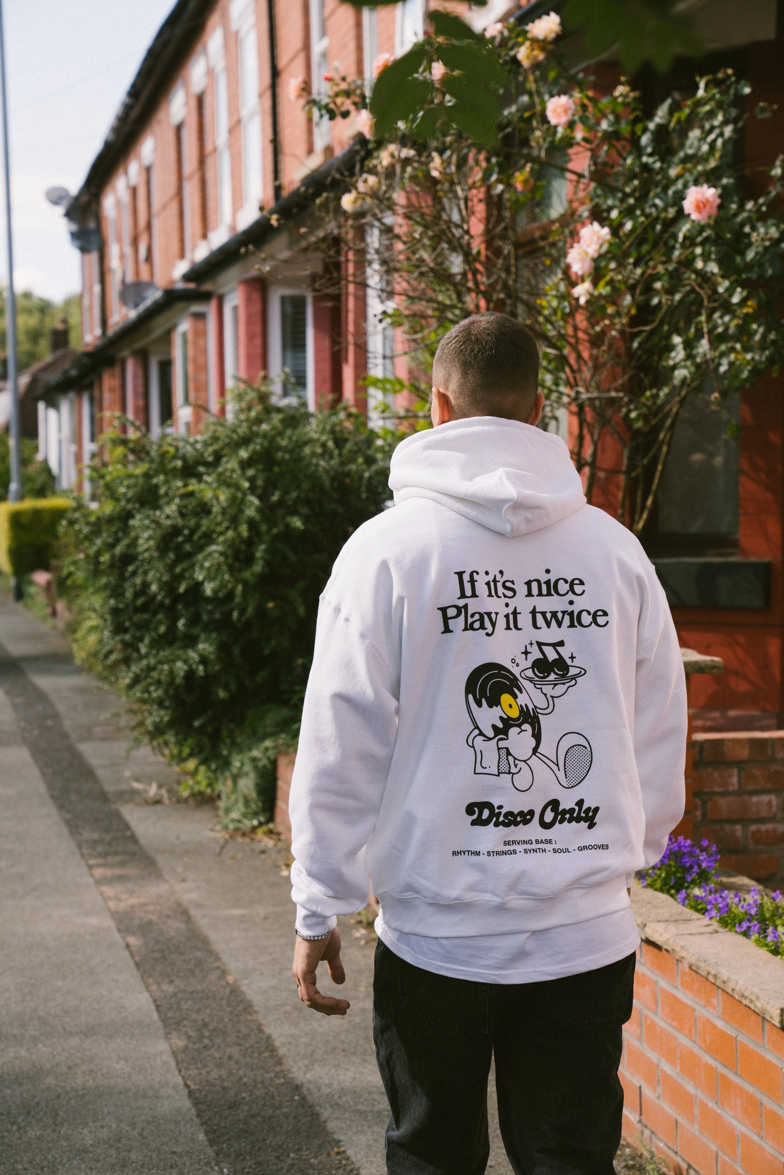 DISCO ONLY 'Play It Twice V2' Hoodie - White Layered Collar Iridescent effect