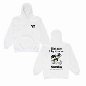 DISCO ONLY 'Play It Twice V2' Hoodie - White Spiritual wear scooter clothes
