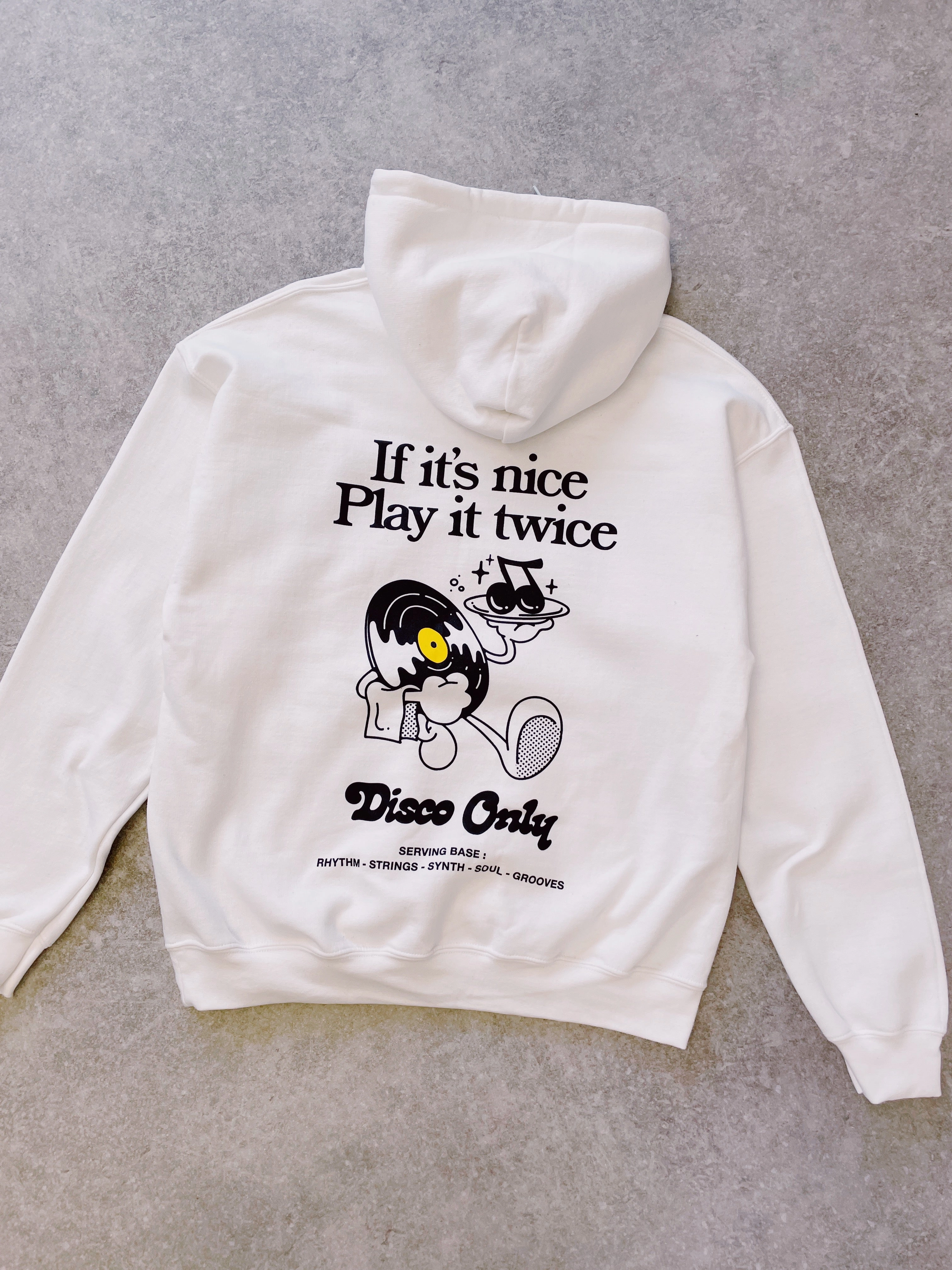 DISCO ONLY 'Play It Twice V2' Hoodie - White Athleisure Look Statement Piece