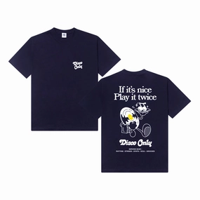 DISCO ONLY 'Play it Twice V2' Tee - Navy Durable Stitching Sporty essentials