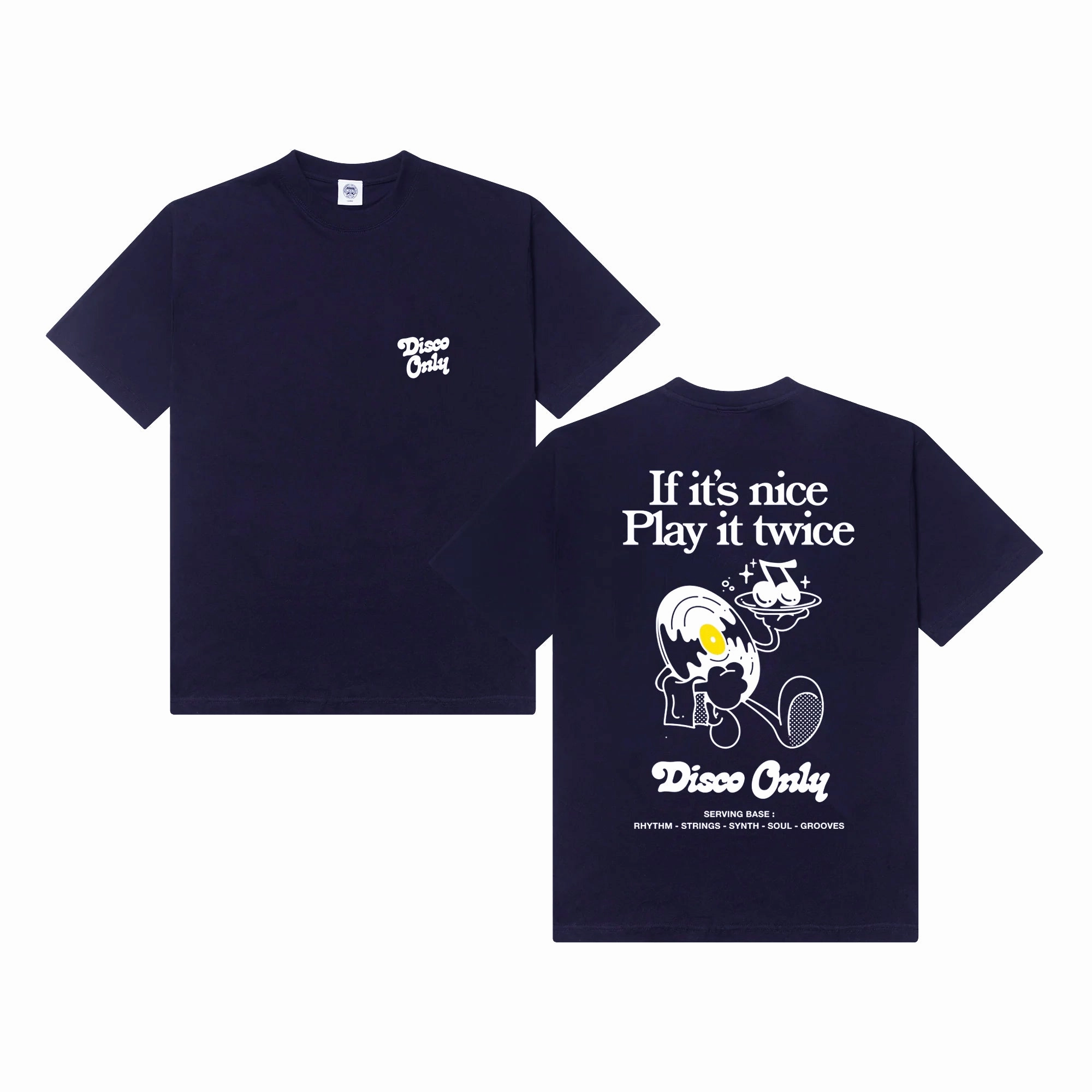 DISCO ONLY 'Play it Twice V2' Tee - Navy Durable Stitching Sporty essentials