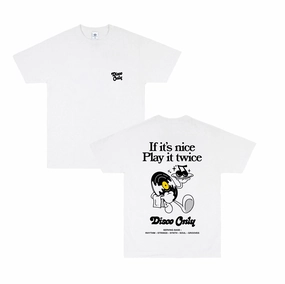 DISCO ONLY 'Play it Twice V2' Tee - White Urban Smart Comfy Style