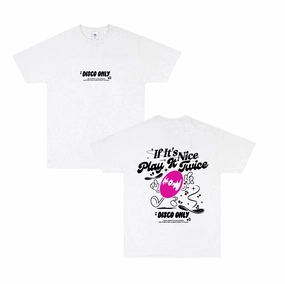 DISCO ONLY 'Play It Twice V5' Tee - White Comfy and Versatile