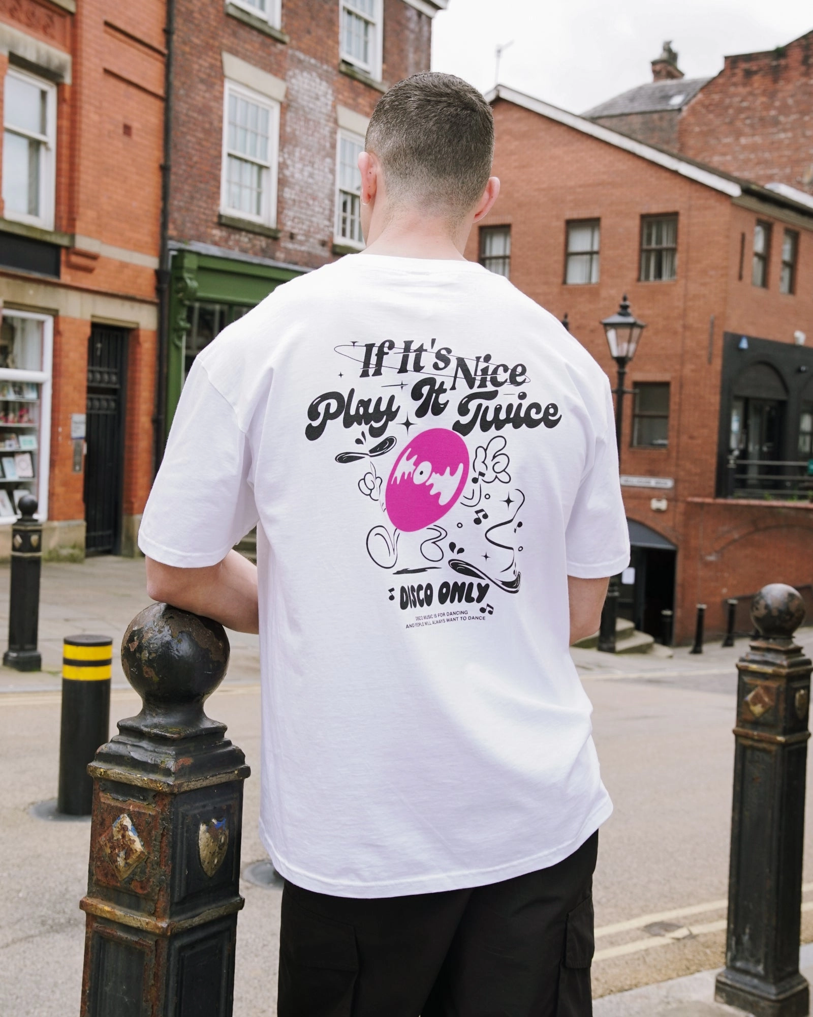 DISCO ONLY 'Play It Twice V5' Tee - White Thermal Regulation Layer EcoFriendlyMaterial