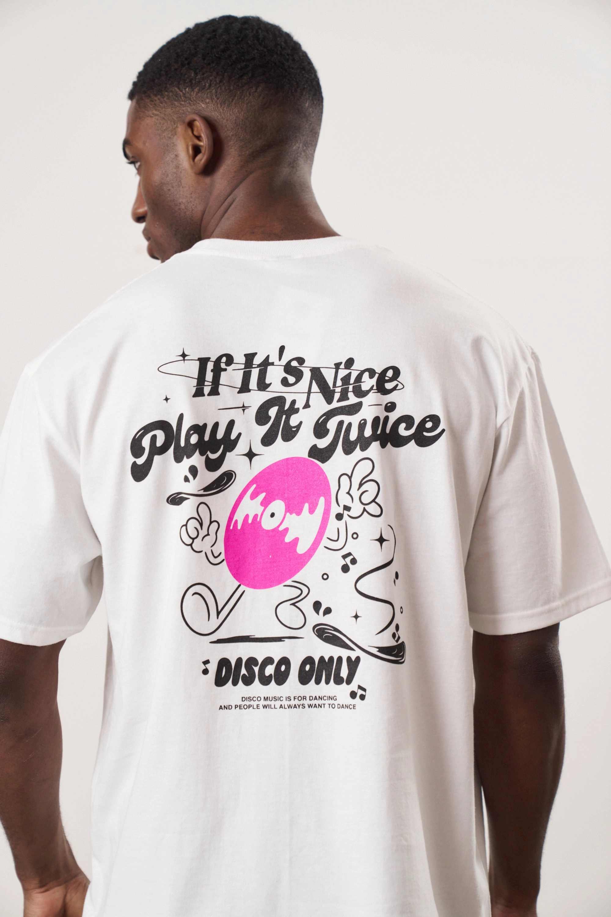 DISCO ONLY 'Play It Twice V5' Tee - White Casual Vibe Wear