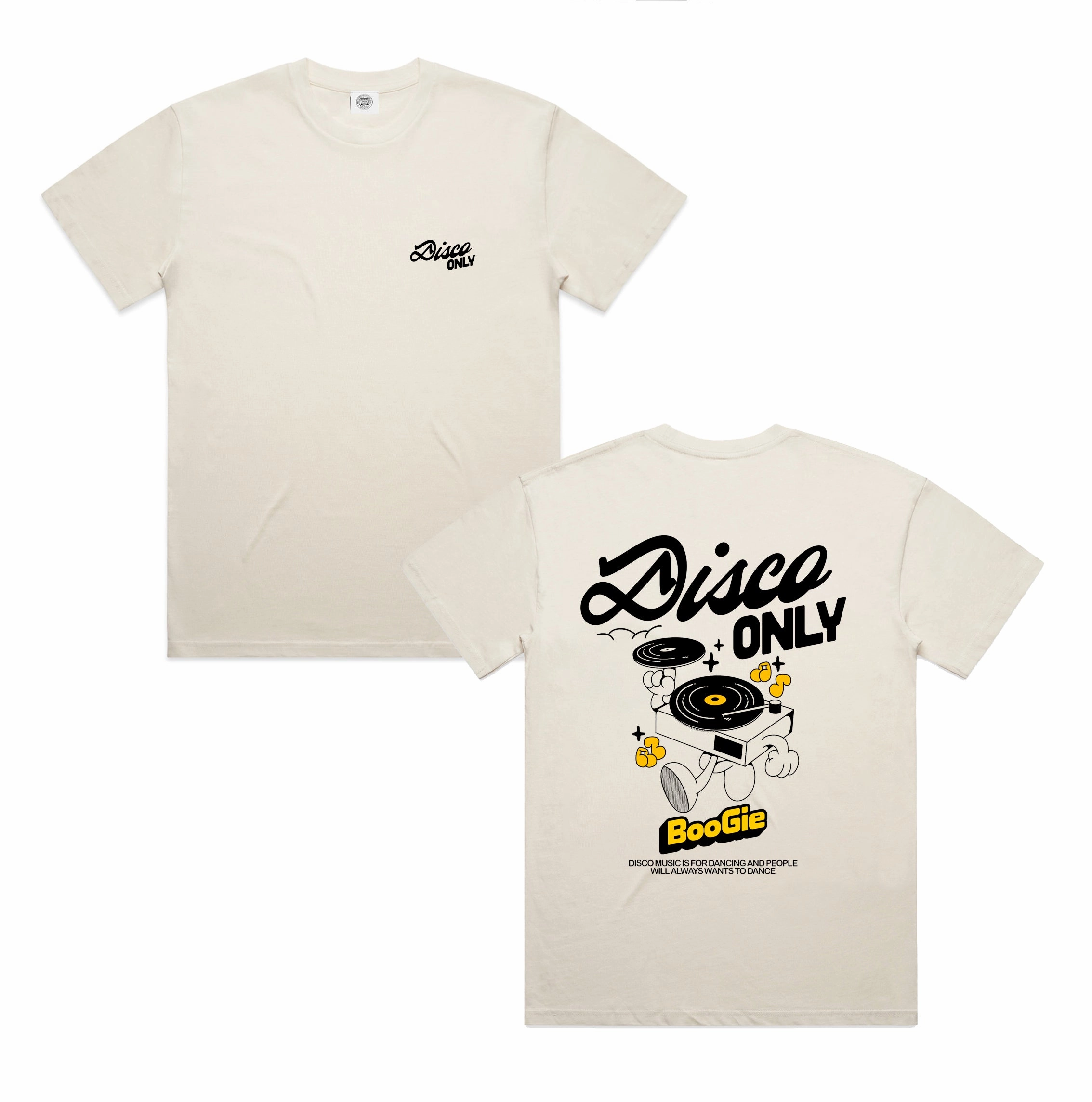 Soft and Relaxed Minimalist Look DISCO ONLY 'Time To Boogie' Tee - Ecru
