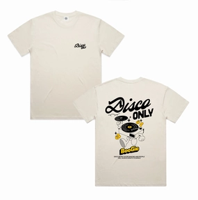Soft and Relaxed Minimalist Look DISCO ONLY 'Time To Boogie' Tee - Ecru