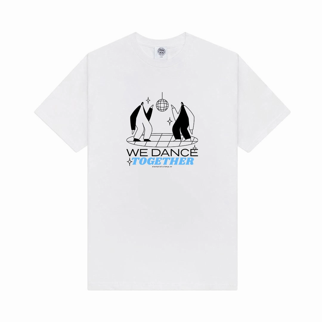 Durable Knitwear DISCO ONLY 'We Dance Together' Front Print Tee - White