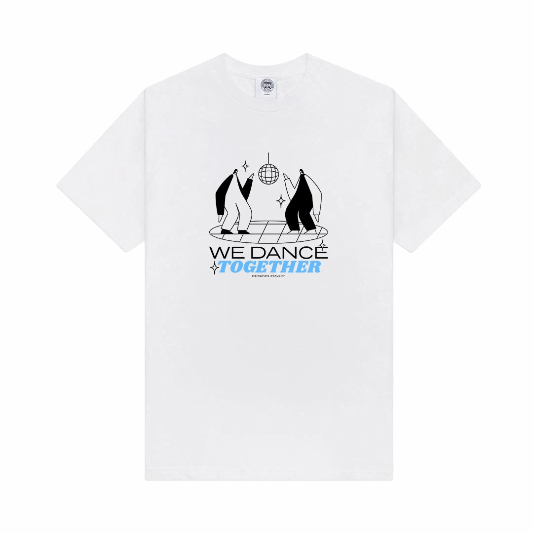 Smooth Look DISCO ONLY 'We Dance Together' Front Print Tee - White