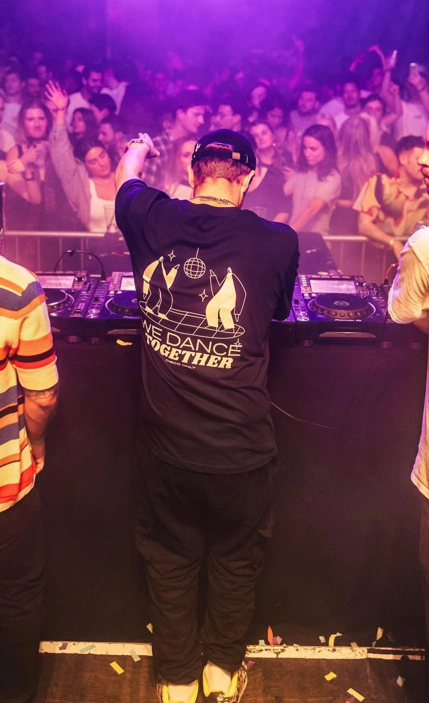 DISCO ONLY 'We Dance Together' Tee - Navy Festival wear Unique Design