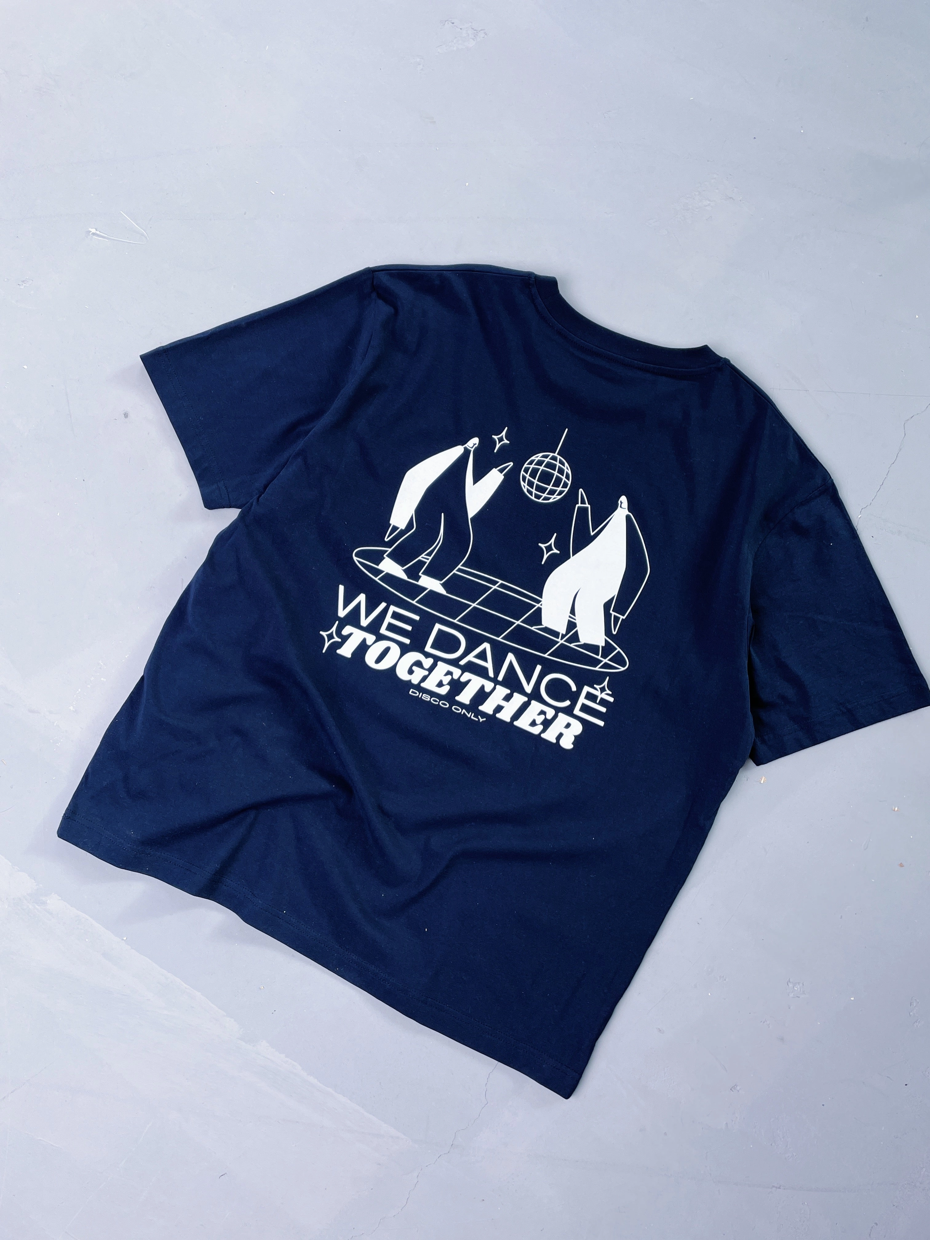 PreShrunkCotton Versatile and Comfortable DISCO ONLY 'We Dance Together' Tee - Navy