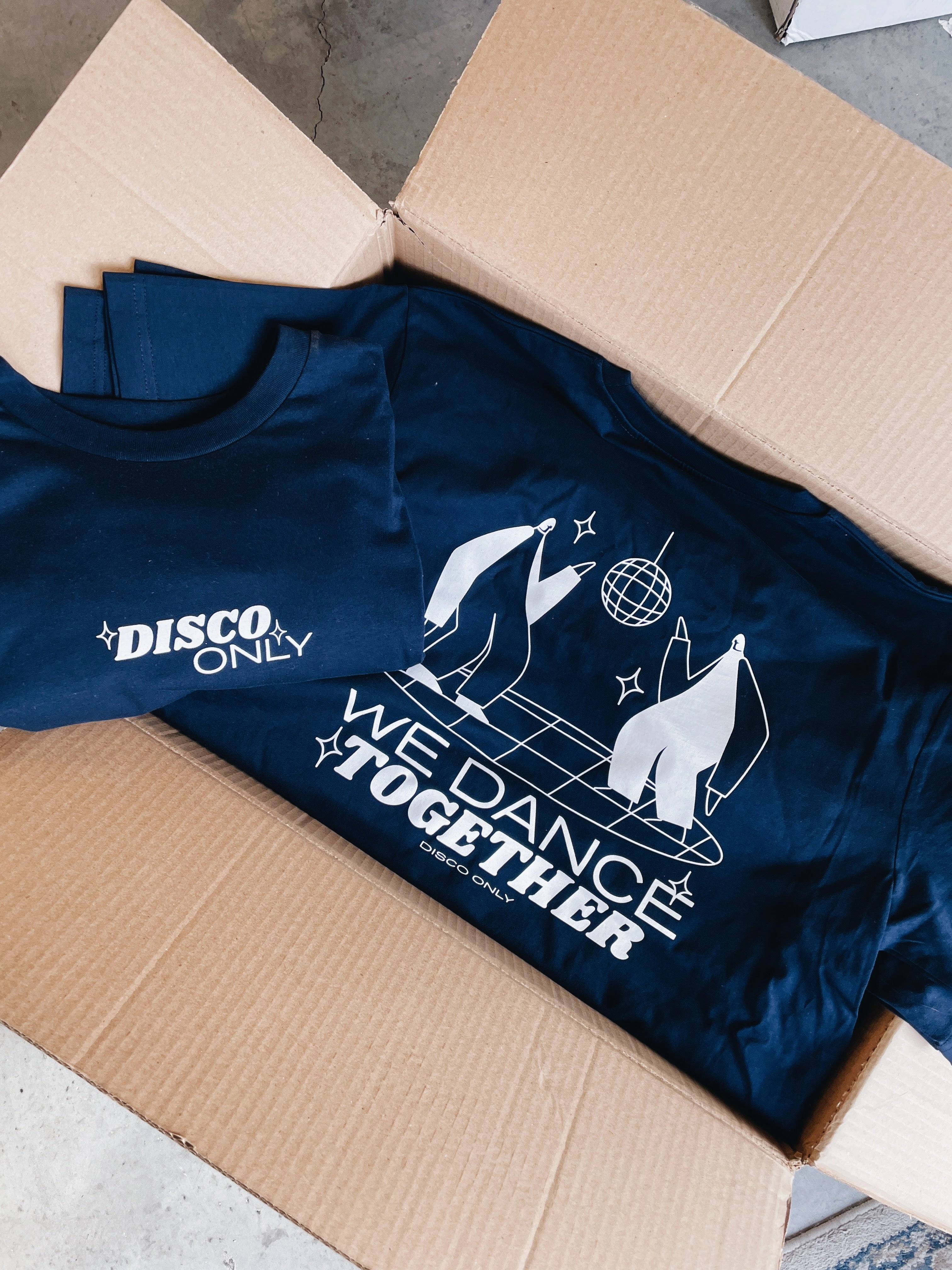 Layering Fashion DISCO ONLY 'We Dance Together' Tee - Navy