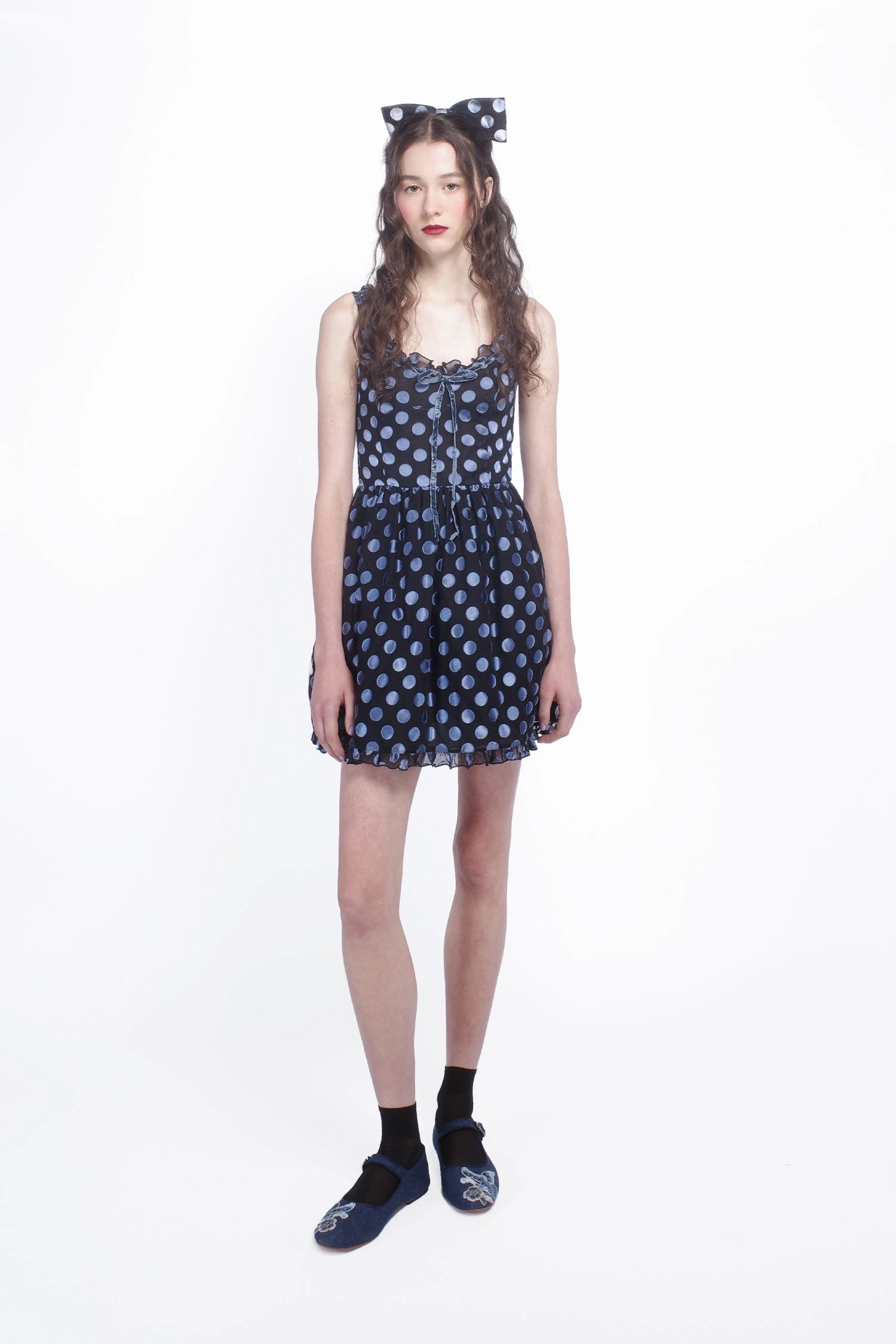Date-Night Chill Fashion Dot Chiffon Ruffle Mini Dress