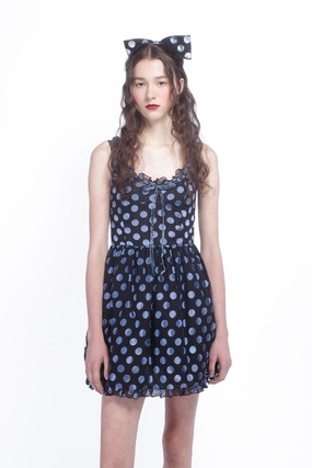Urban Edge Dot Chiffon Ruffle Mini Dress