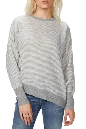 Classic Knit Crew Neck Sweater In Grey/off White