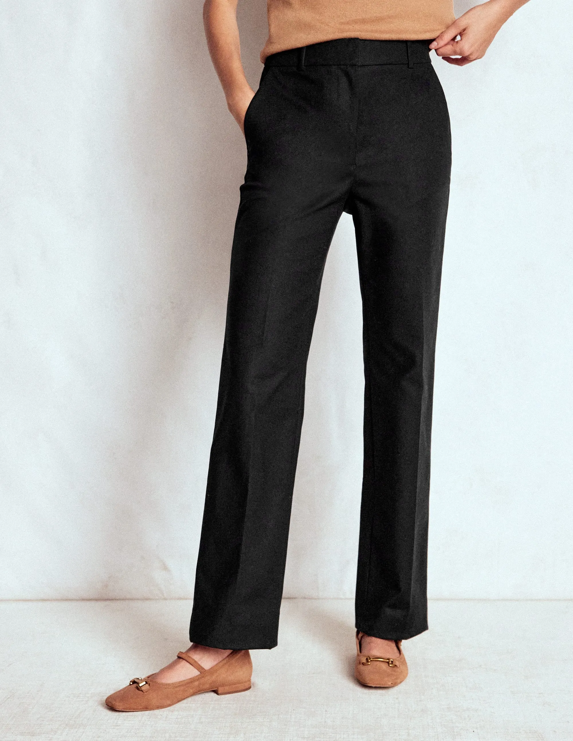 Full Length Canonbury Trousers-Black Polyester fabric