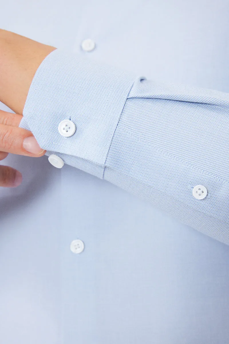 Supreme Cotton Dobby Twill Dress Shirt  | Blue 7644NZ Casual Comfort