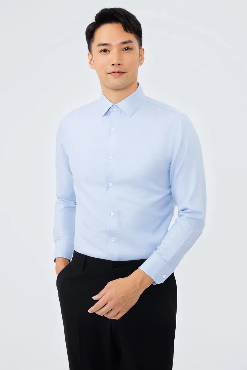Contemporary Look Student Essential Supreme Cotton Dobby Twill Dress Shirt  | Blue 7644NZ