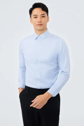 Contemporary Look Student Essential Supreme Cotton Dobby Twill Dress Shirt  | Blue 7644NZ