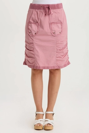 Tozie Poplin Ruched Panel Drawstring Mini Skirt Bold Accent Clean Finish