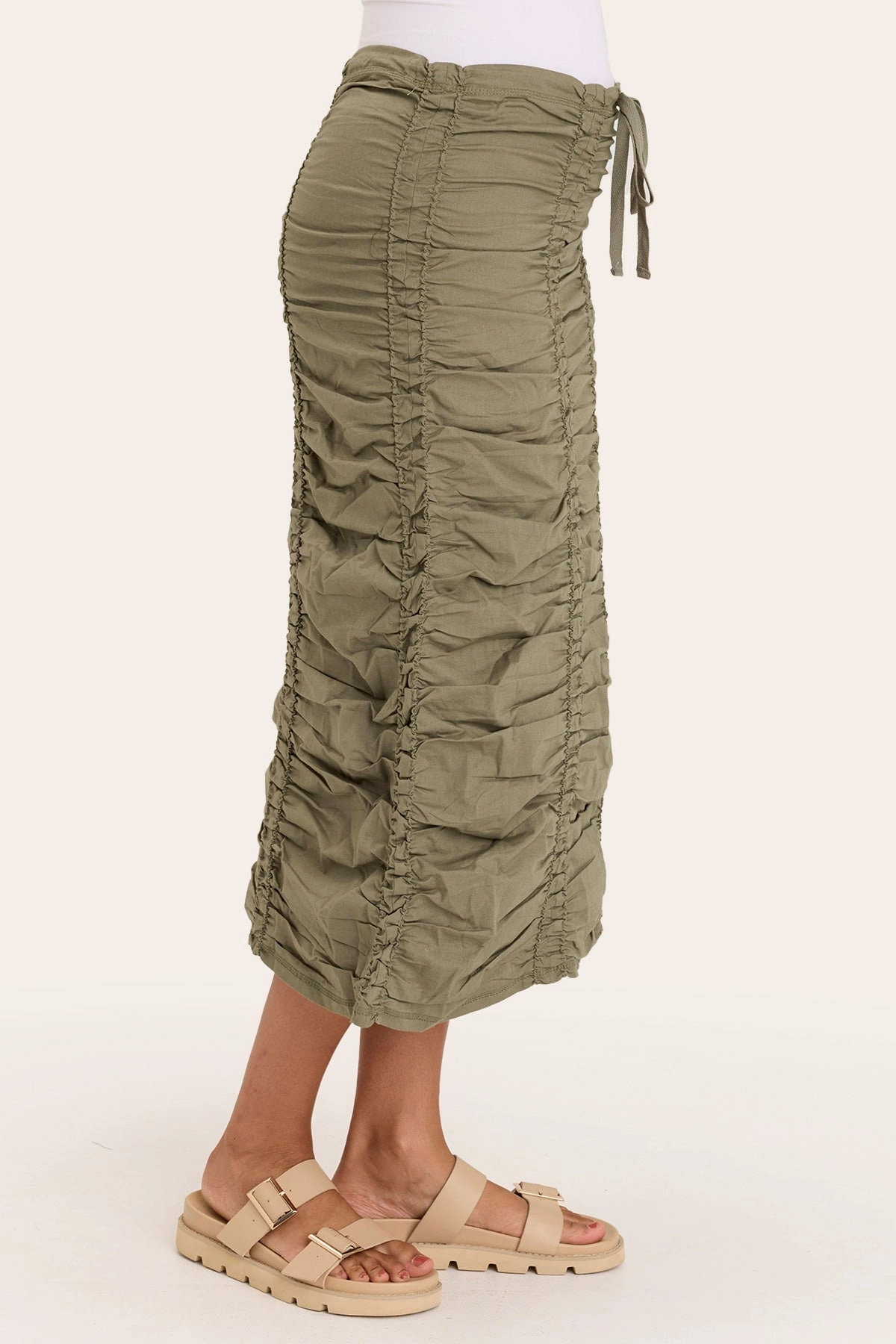 Non Irritating Edges Resort Vacation Double Shirred Panel Skirt