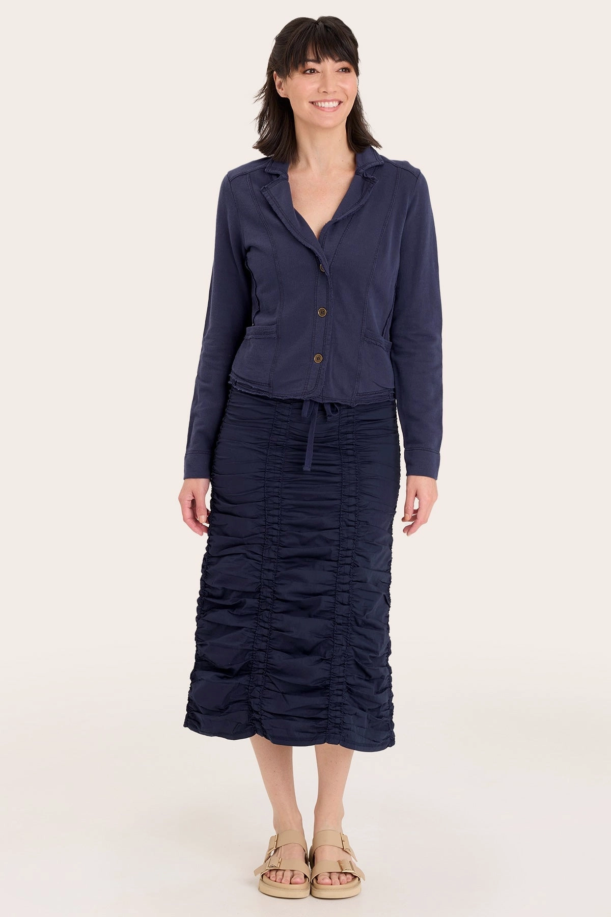 Breathable fabric Ventilated Panels Double Shirred Panel Skirt