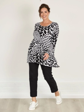 Luna Jersey Top - Black/White OEKOTEX Certified Fabric