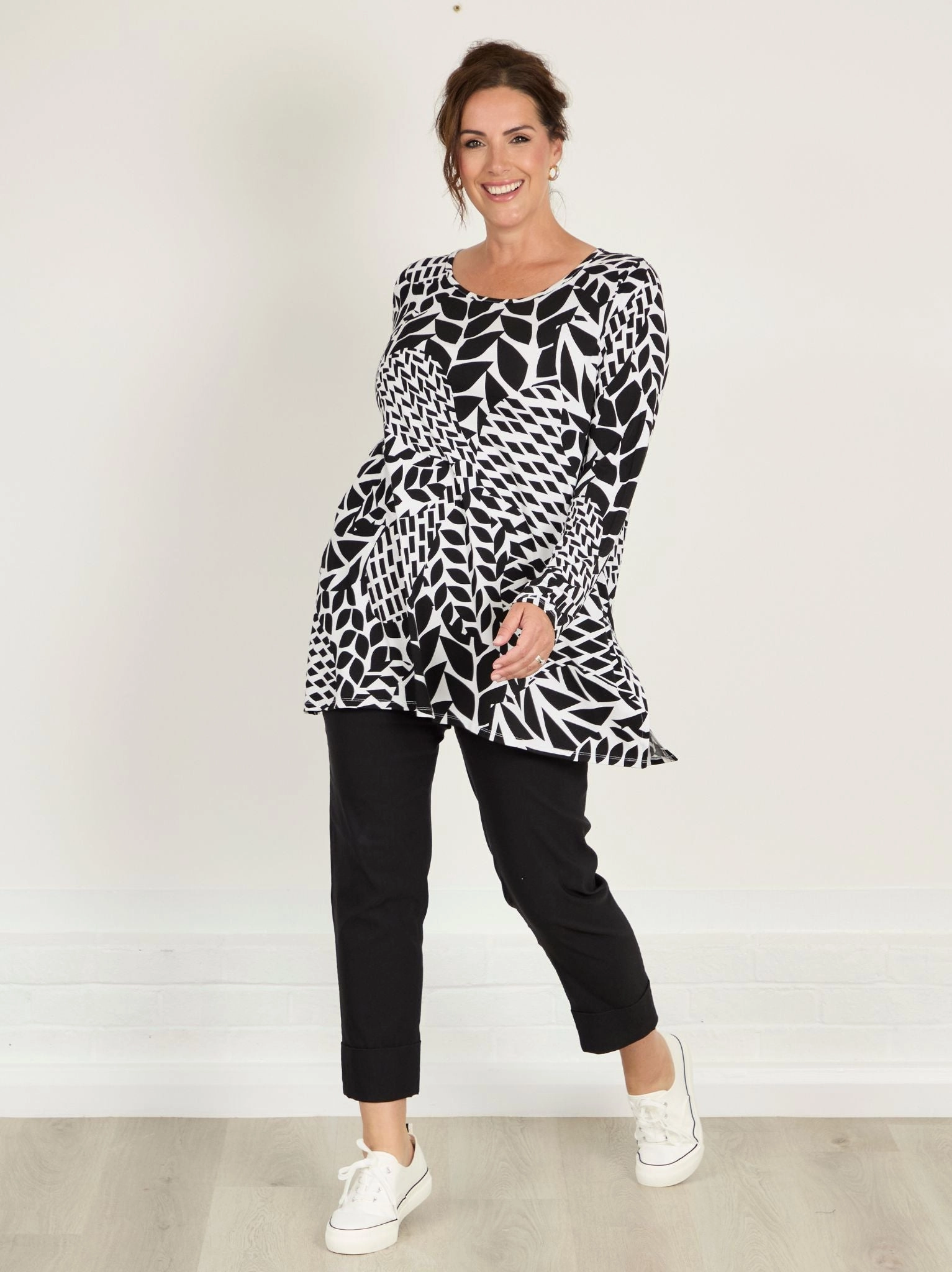 Luna Jersey Top - Black/White OEKOTEX Certified Fabric