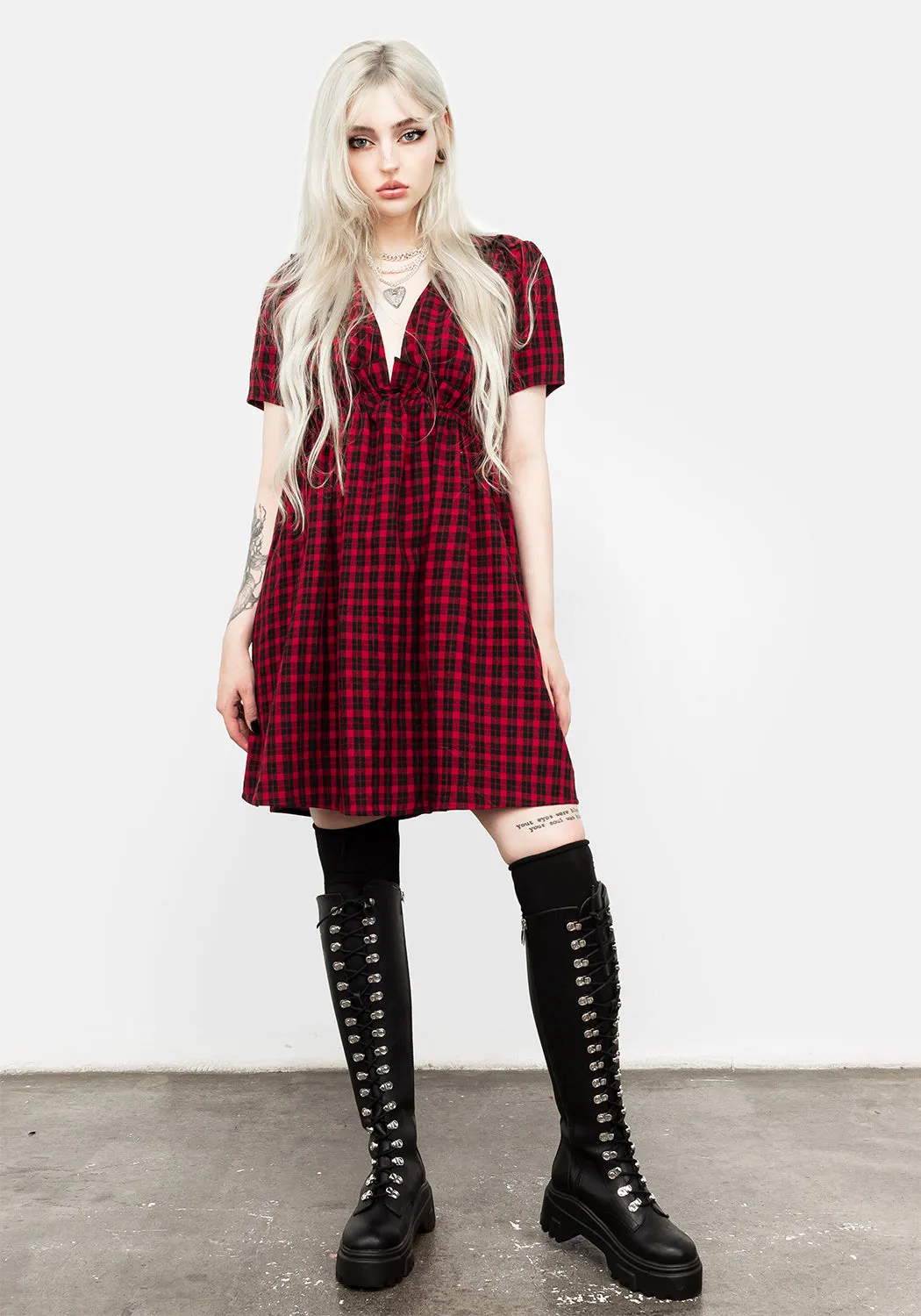 Dreadful Ruffle Smock Dress Velvet-Touch