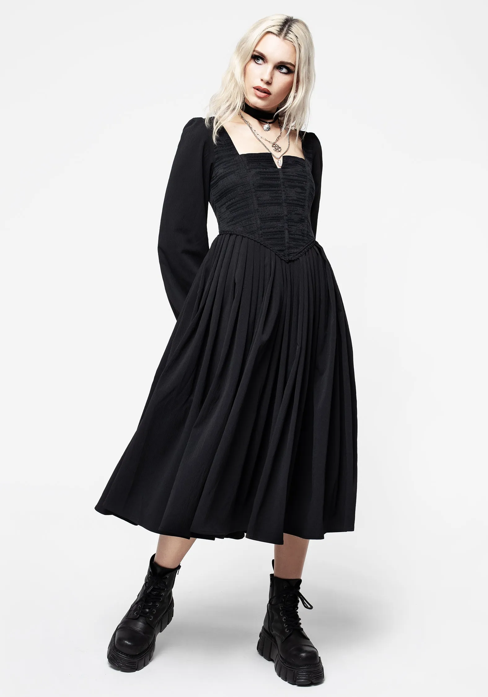 Mina Corset Midi Dress Pastel Sky