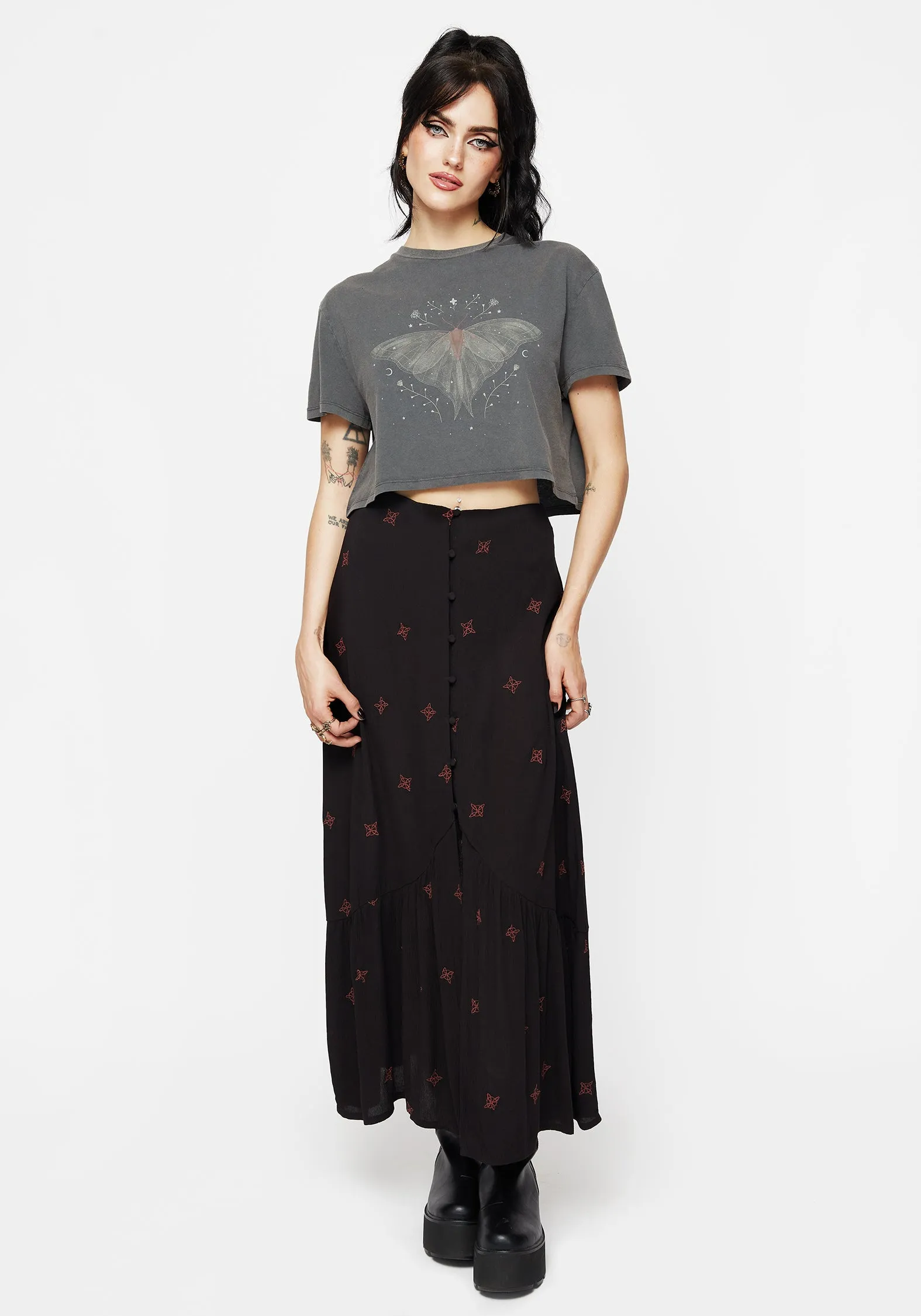 Casual Pullover Versatile Layering Cut Drift Cotton-Blend Jersey Cropped T-Shirt