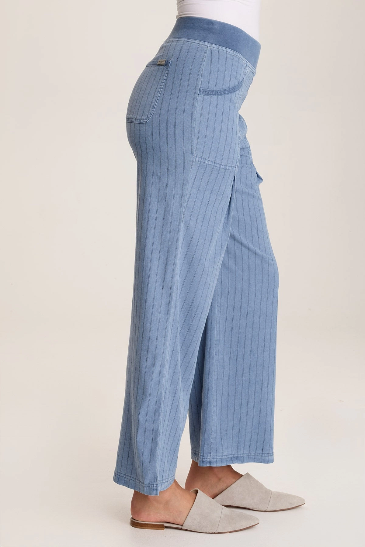 Laughlin Striped Linen Wide Leg Pant Soft Fabric