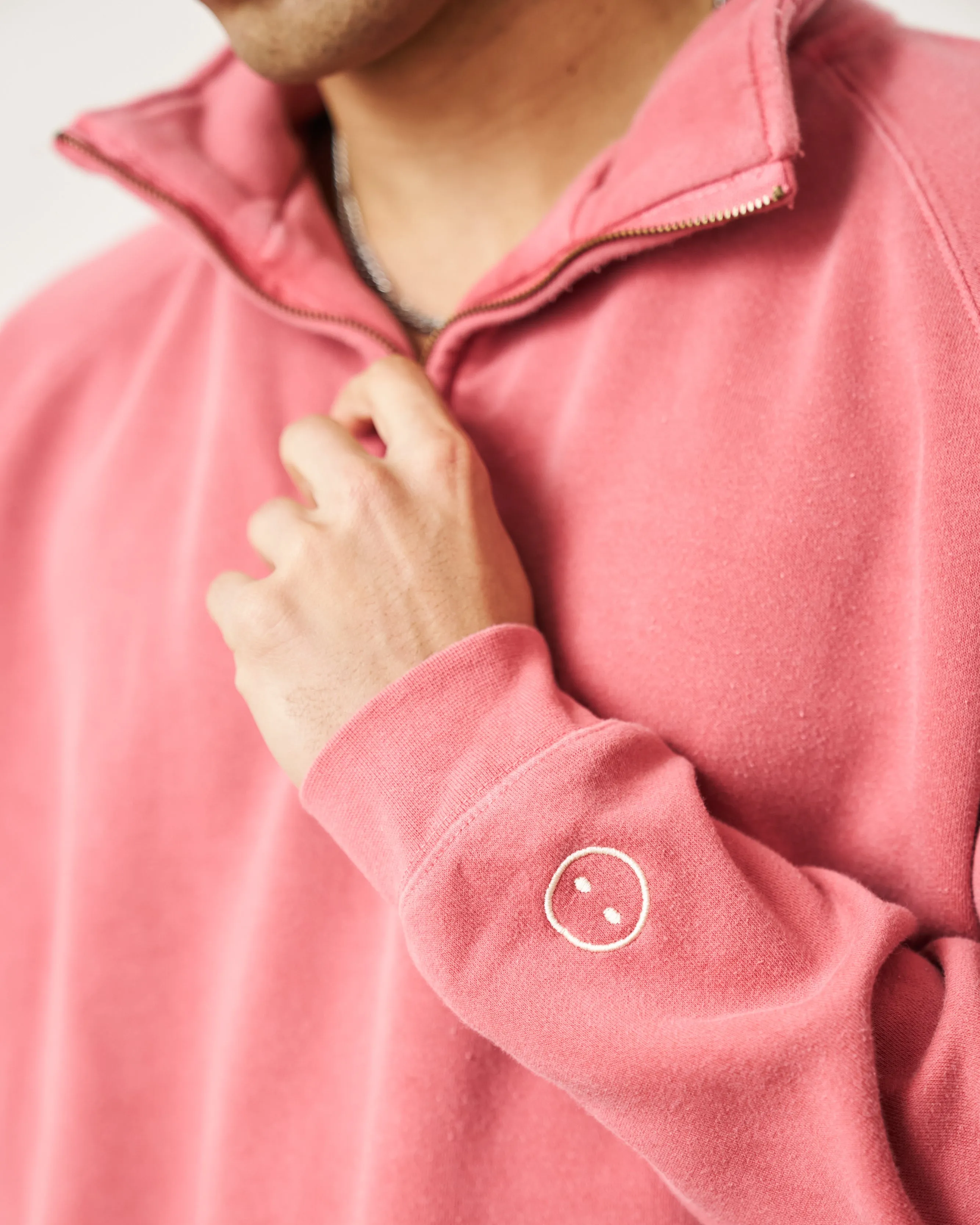 Functional Comfort Essentials Vintage Washed 1/4 Zip Sweatshirt - Red