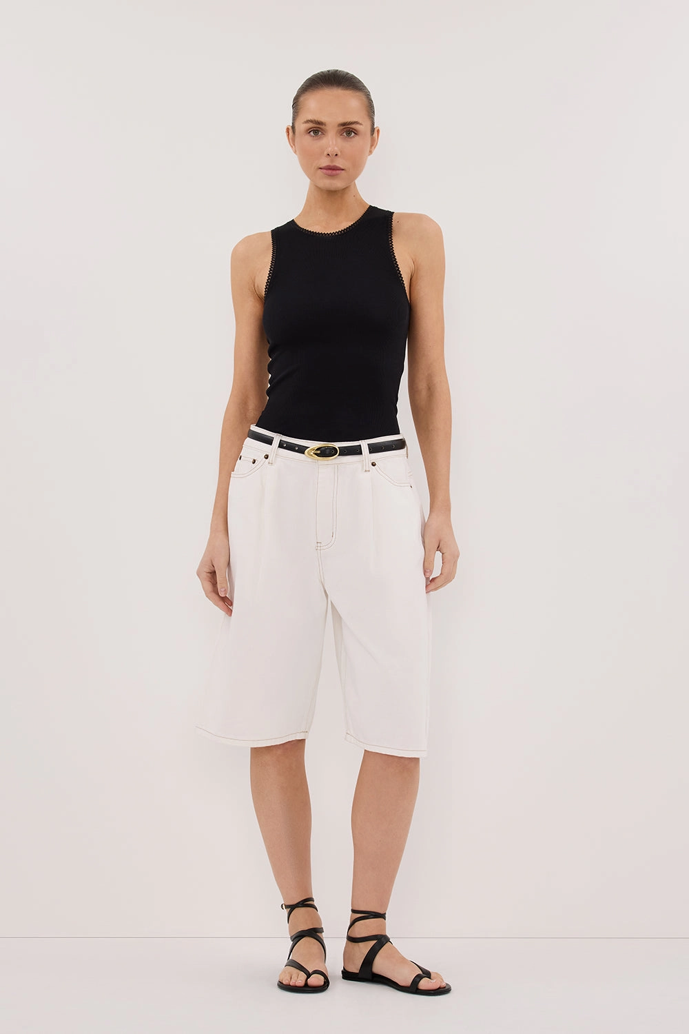 Recycled Elastic Trim JACK WHITE DENIM BERMUDA SHORT