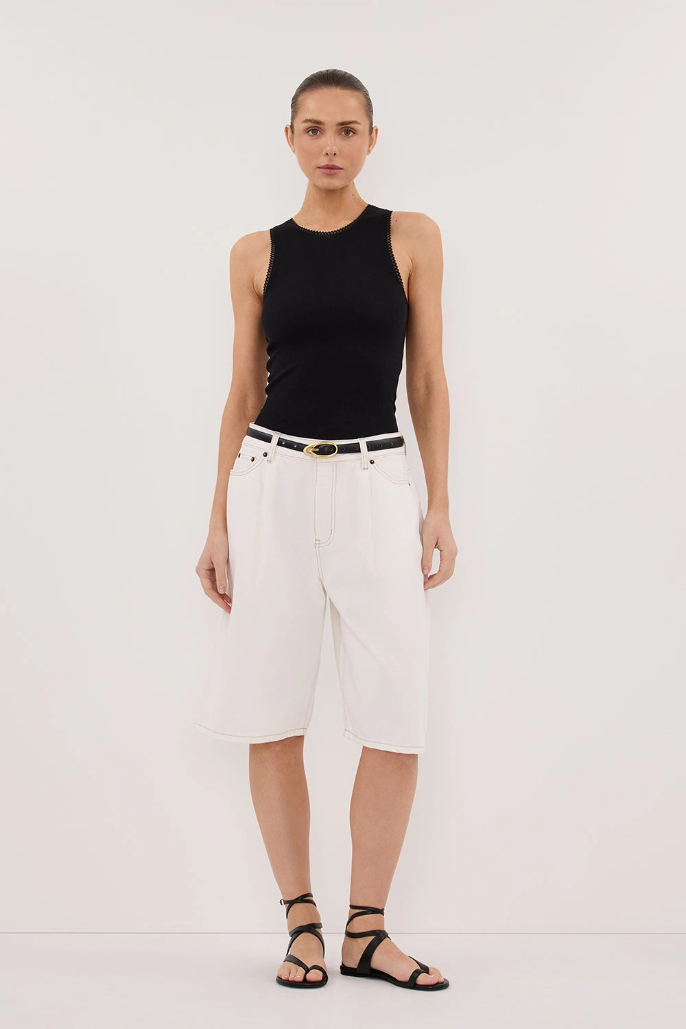 Light Coverage Cool Design JACK WHITE DENIM BERMUDA SHORT